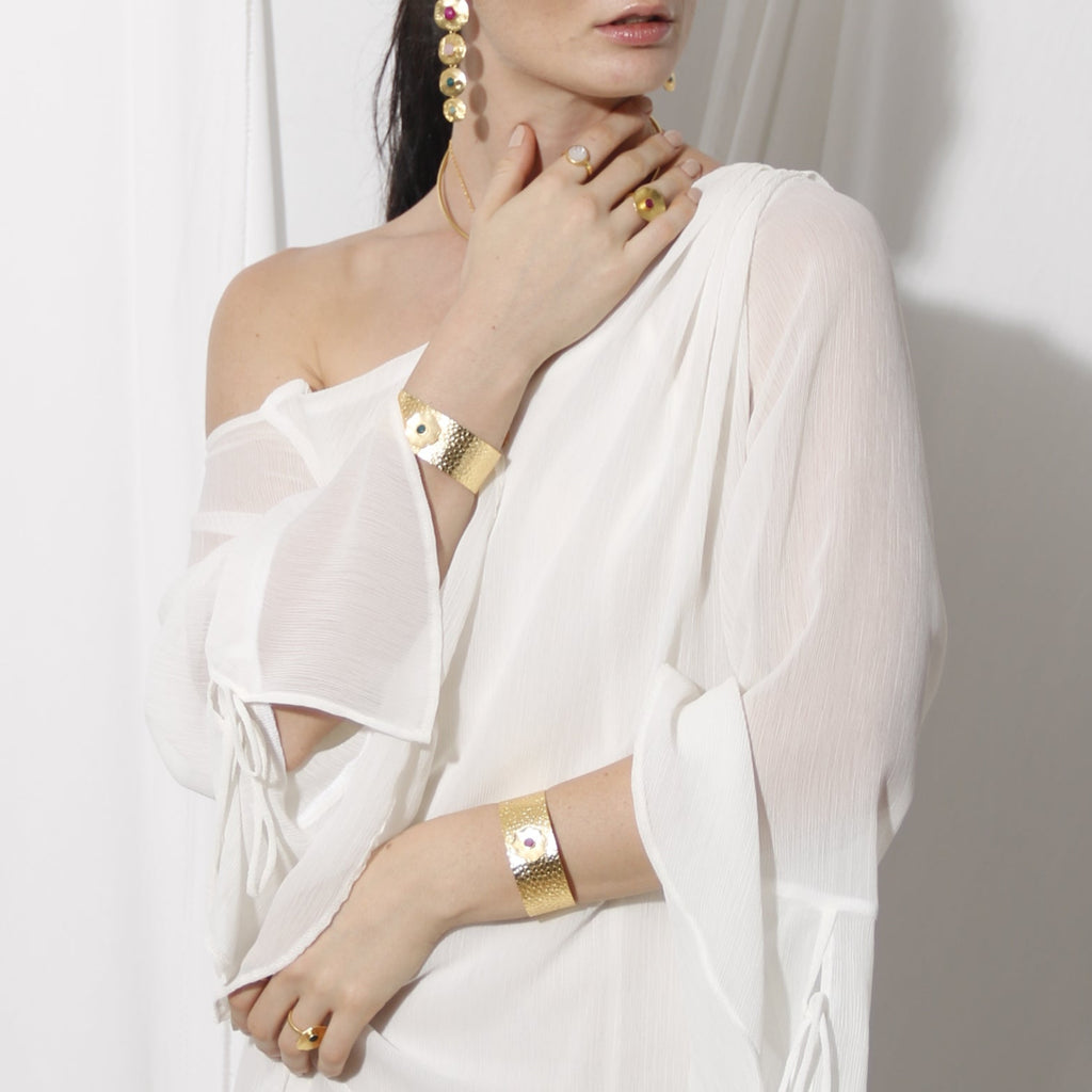 PADMA, BRAZALETE CON PIEDRAS NATURALES Y BAÑO DE ORO