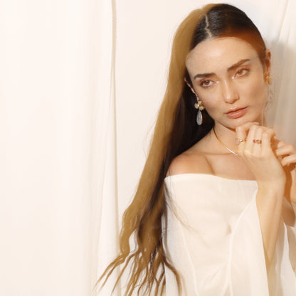 ARKID, ARETES DESMONTABLES CON PIEDRAS NATURALES Y BAÑO DE ORO