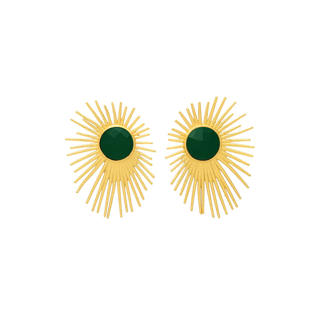 ALEKSANDRA MINI, ARETES CON PIEDRAS NATURALES Y BAÑO DE ORO