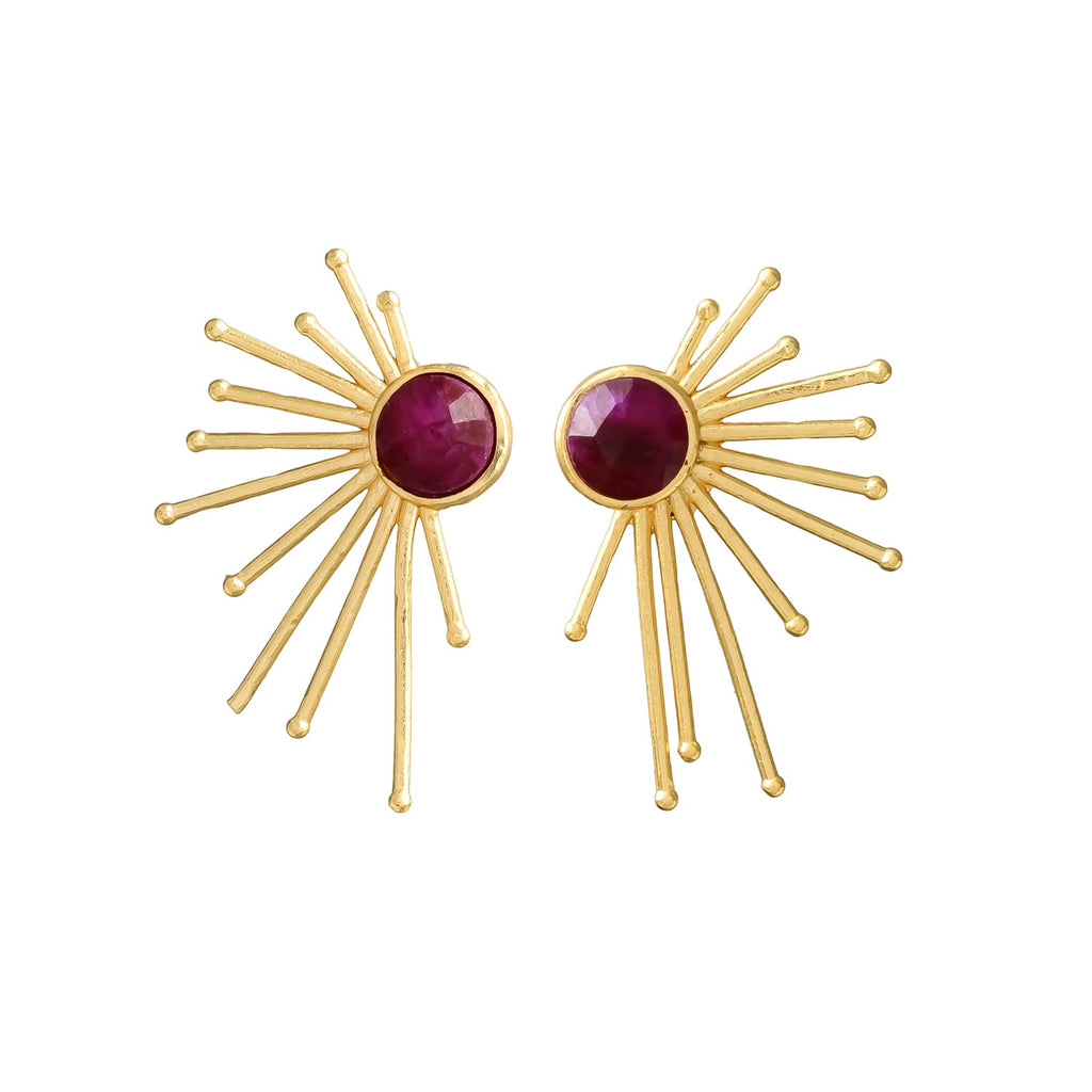 PAOLA, aretes con piedras naturales y baño de oro