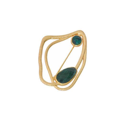 PRENDEDOR PARA LA ROPA, AYLA CON PIEDRAS NATURALES Y BAÑO DE ORO DE 14K
