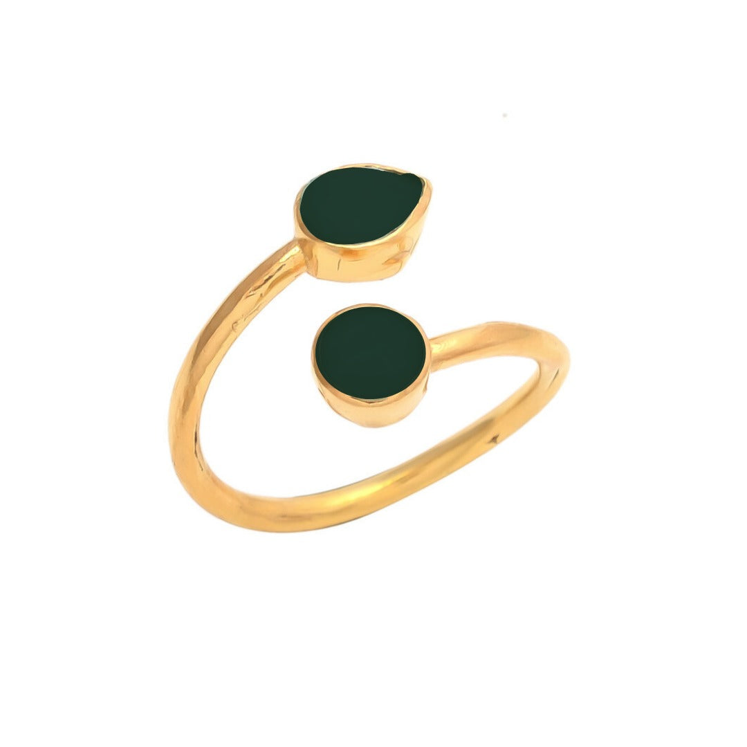 VIENA, ANILLO CON PIEDRAS NATURALES Y BAÑO DE ORO DE 14K