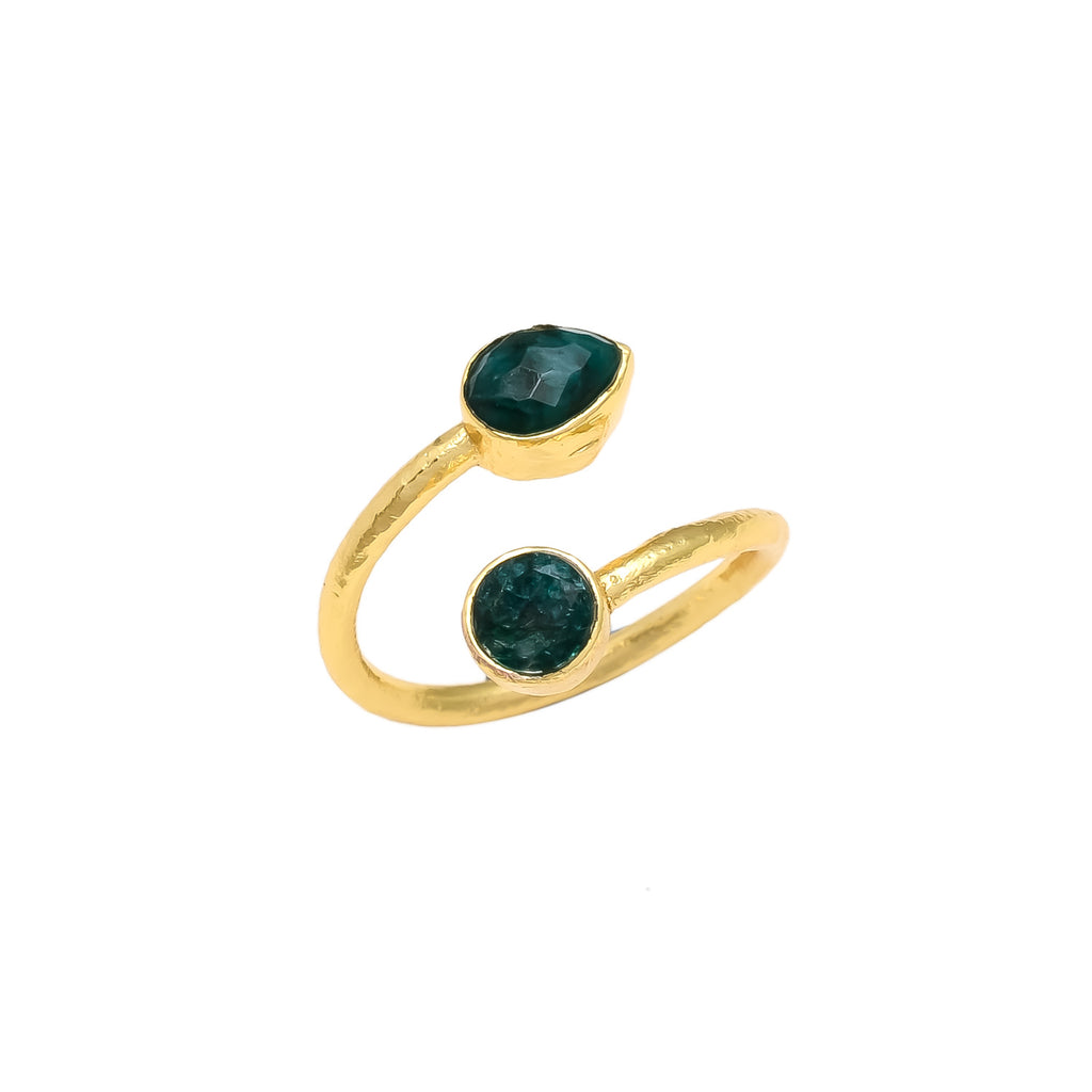 VIENA, ANILLO CON PIEDRAS NATURALES Y BAÑO DE ORO DE 14K