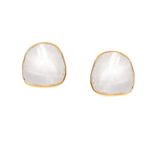 VIVIA, ARETES CON PIEDRA DRUZA DE CUARZO Y BAÑO DE ORO DE 18K