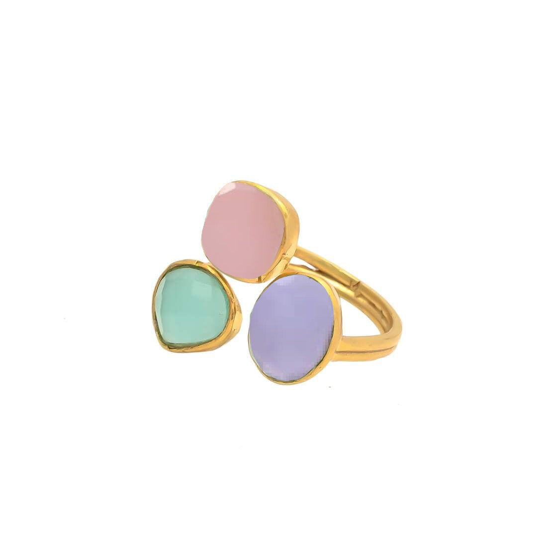 ALMA, anillo con piedras bañado en oro de 24k.