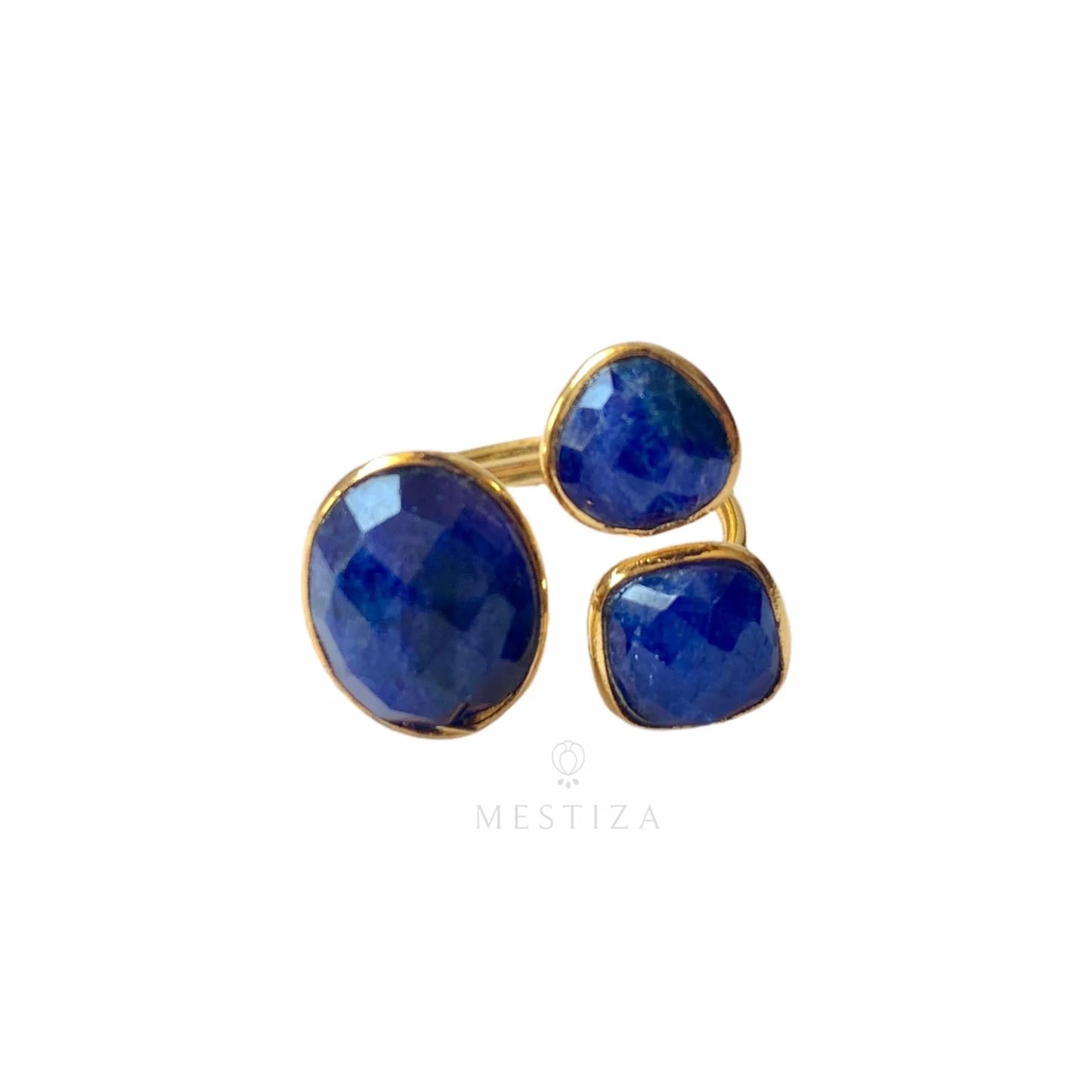 ALMA, anillo con piedras bañado en oro de 24k.