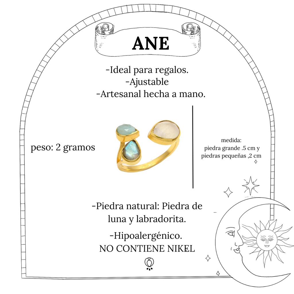 ANE, ANILLO CON 3 PIEDRAS NATURALES