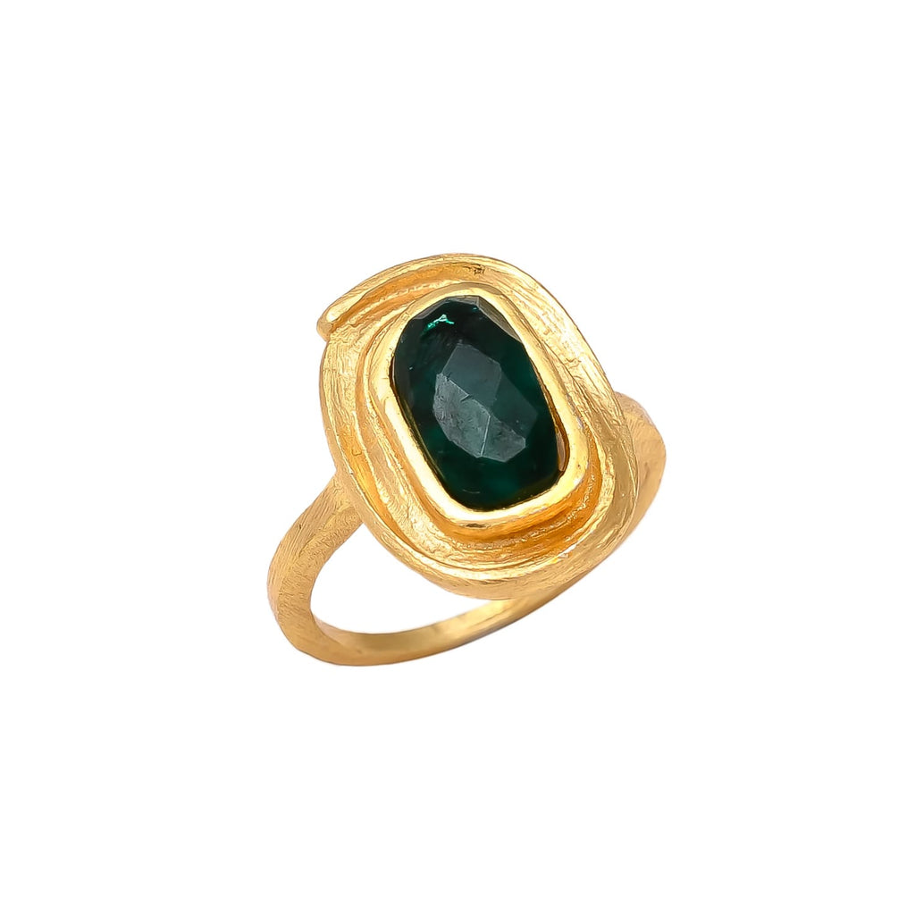 CASSIA, ANILLO CON PIEDRAS NATURALES Y BAÑO DE ORO