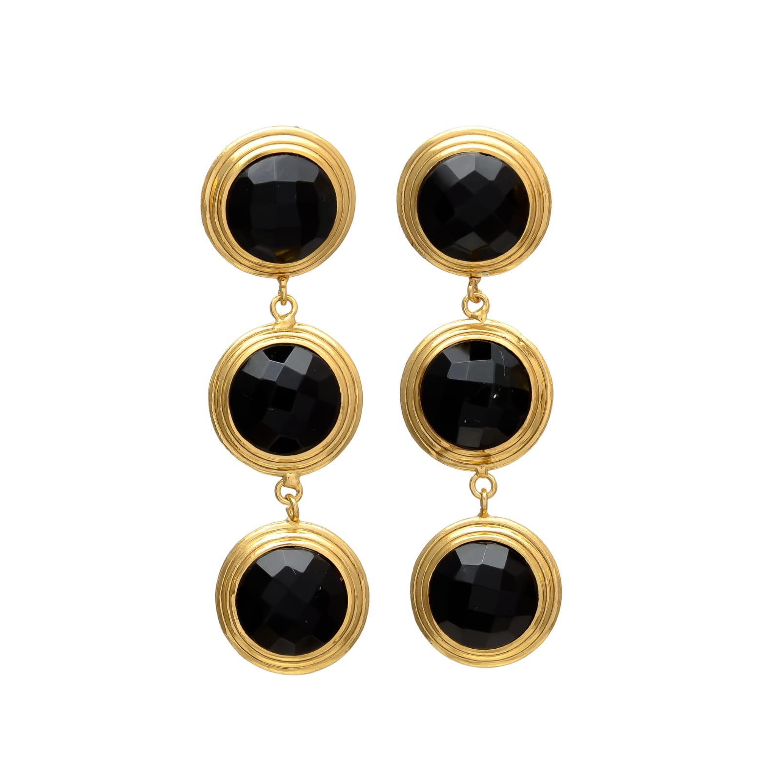 BERNARDA, ARETES CON PIEDRAS NATURALES Y BAÑO DE ORO.