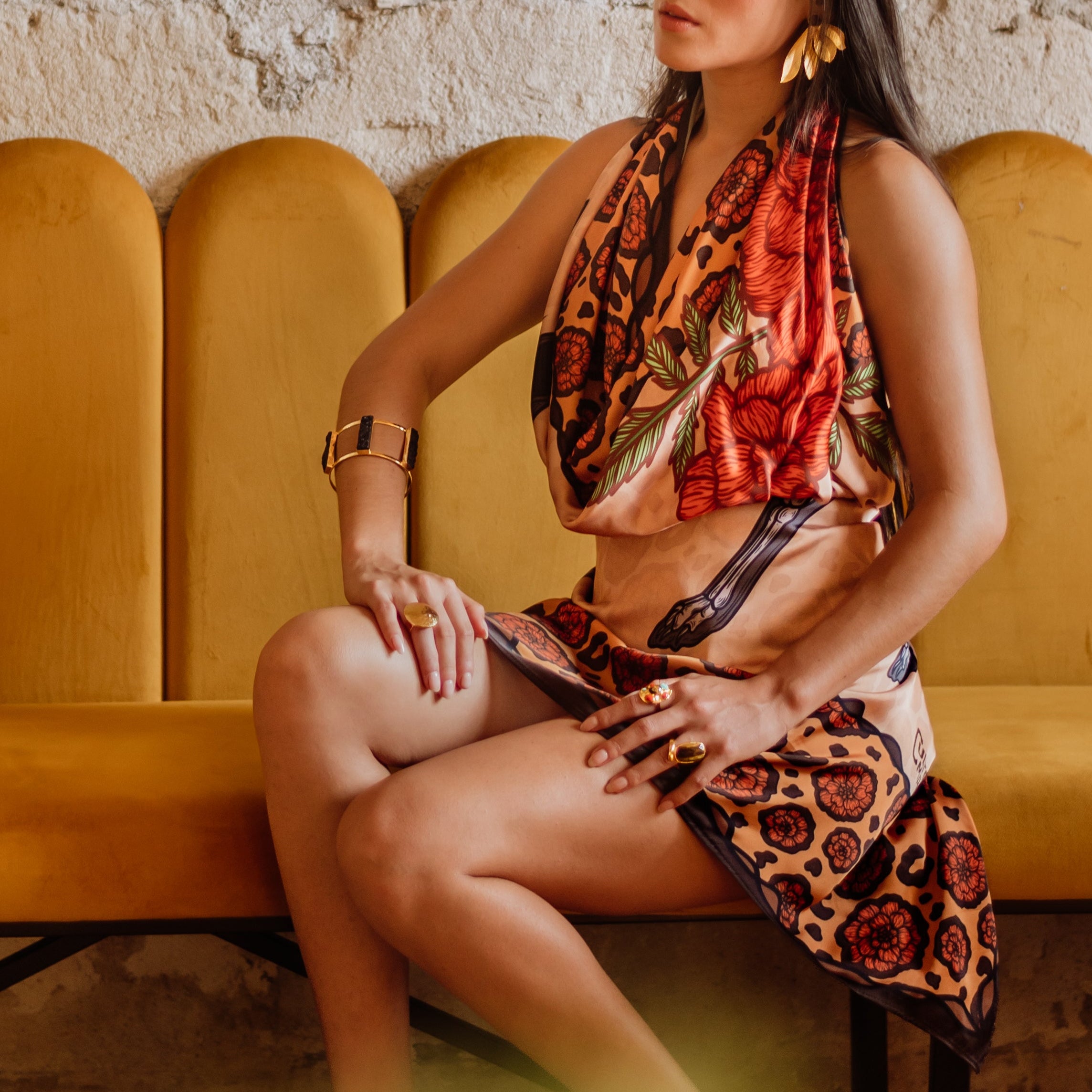 YARA, BRAZALETE CON PIEDRAS DRUZA DE CUARZO Y BAÑO DE ORO DE 18K