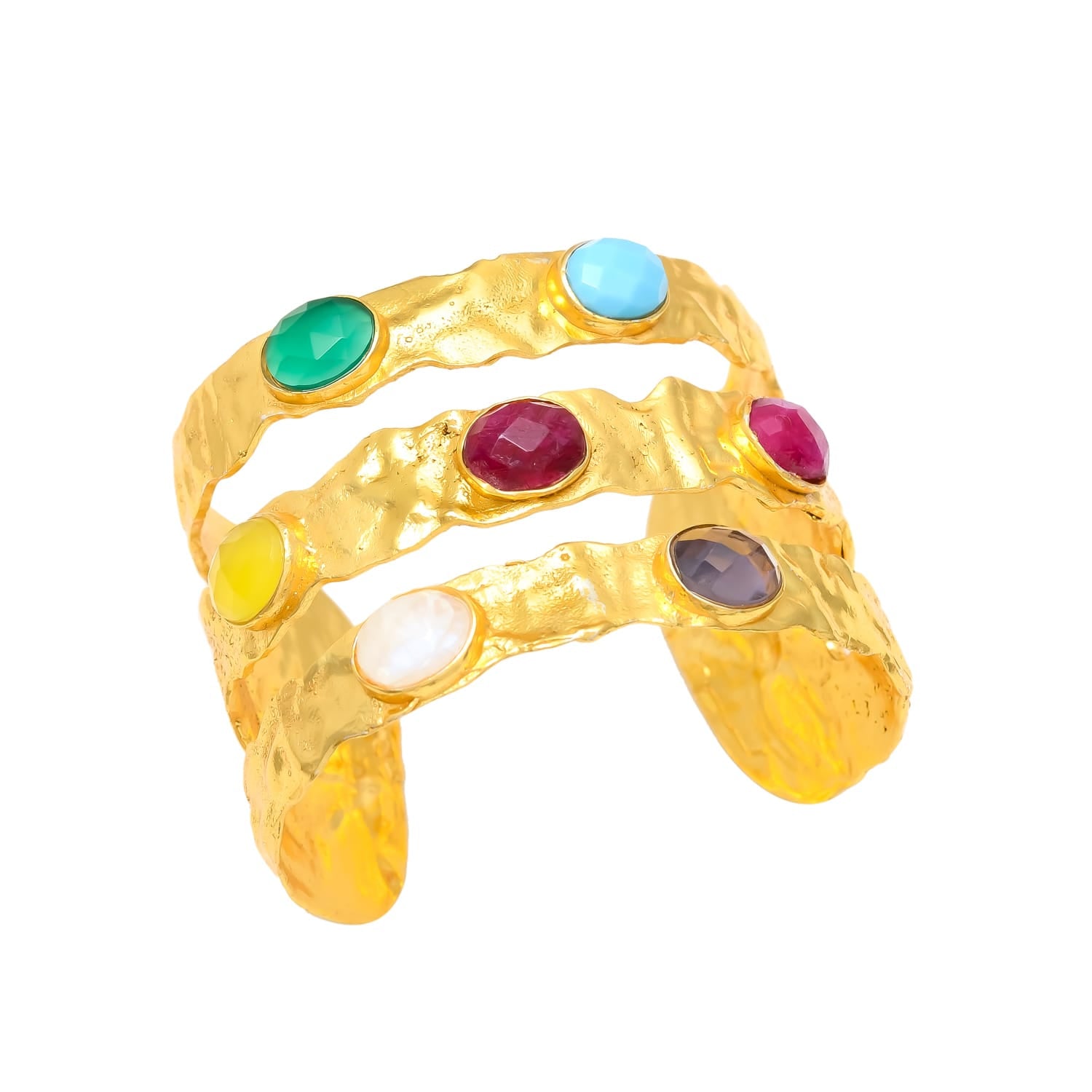 DENISSE, BRAZALETE CON PIEDRAS NATURALES Y BAÑO DE ORO