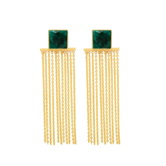 ELIEL, ARETES DESMONTABLES CON PIEDRAS NATURALES Y BAÑO DE ORO