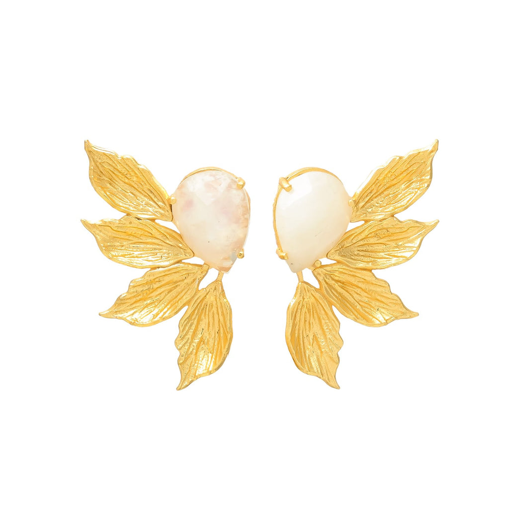 EMMA, ARETES CON PIEDRAS NATURALES Y BAÑO DE ORO