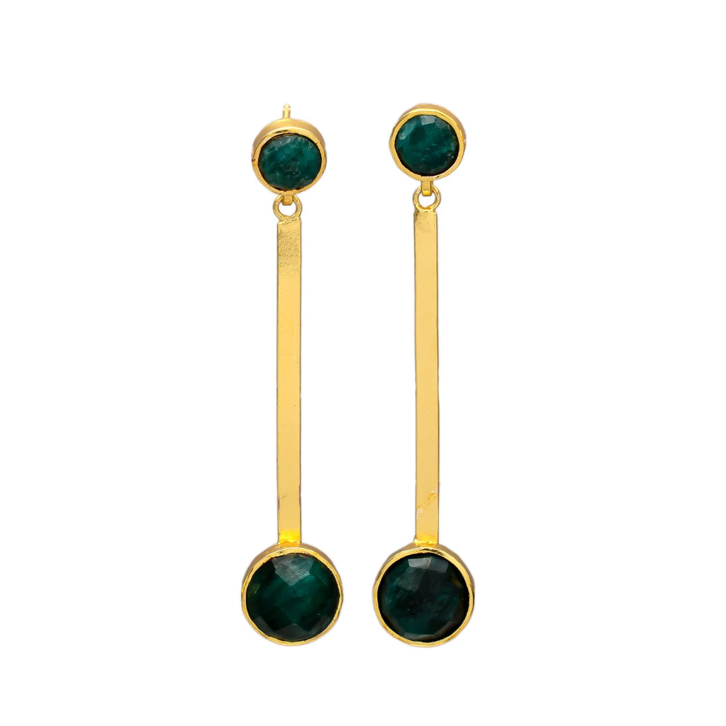 LOLLA, ARETES DESMONTABLES CON PIEDRAS NATURALES Y BAÑO DE ORO