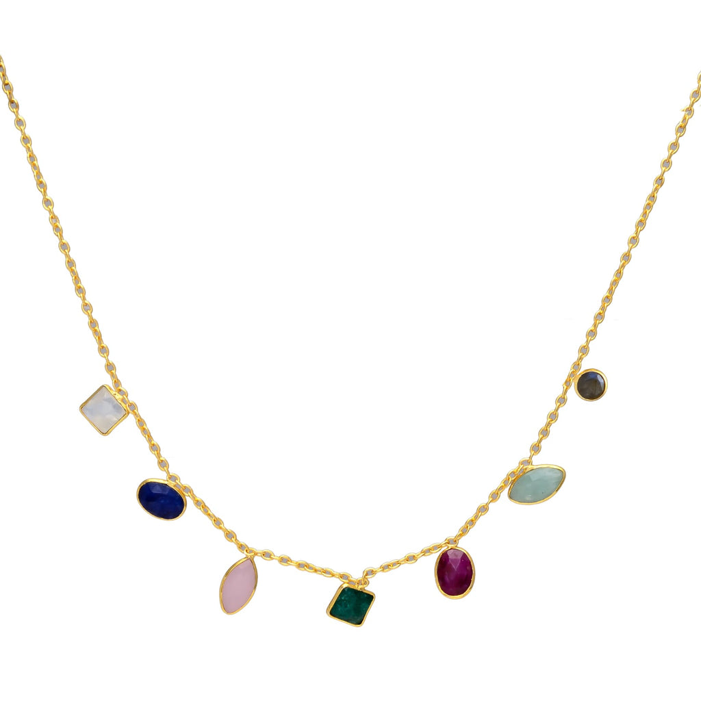 MAR, COLLAR CON PIEDRAS NATURALES Y BAÑO DE ORO.