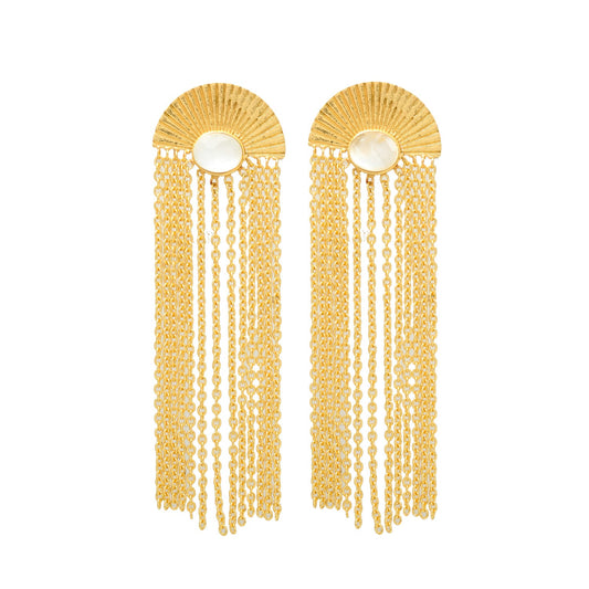 MARIELLE, ARETES CON PIEDRAS NATURALES Y BAÑO DE ORO