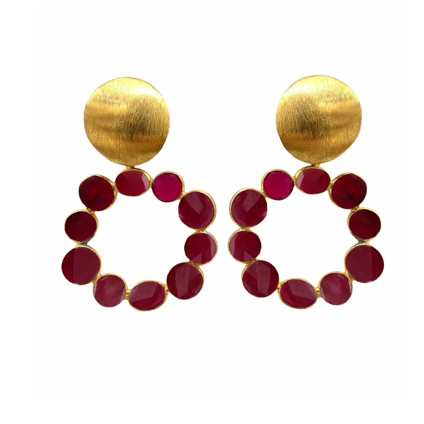 MARTINA, aretes desmontables con baño de oro y piedras naturales