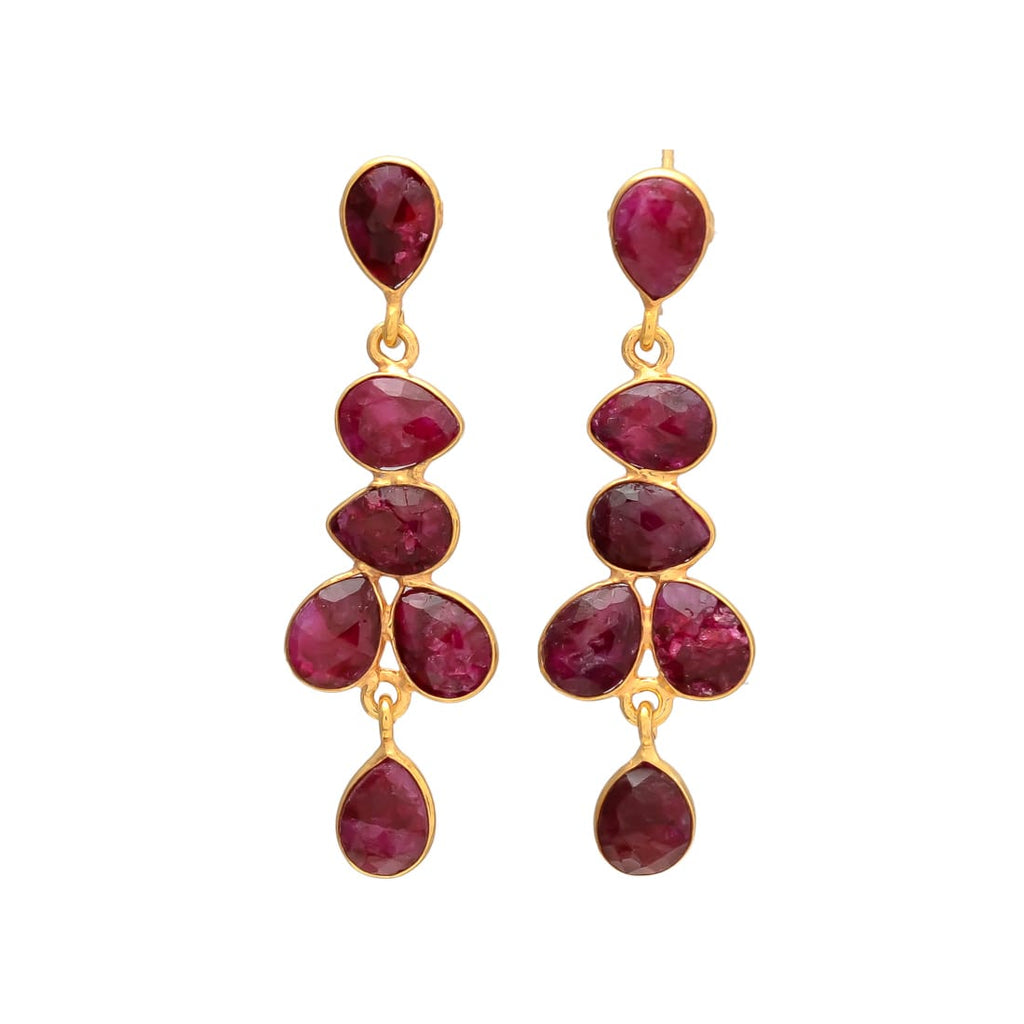 NARCISO, aretes con piedras, bañados en oro de 24k.