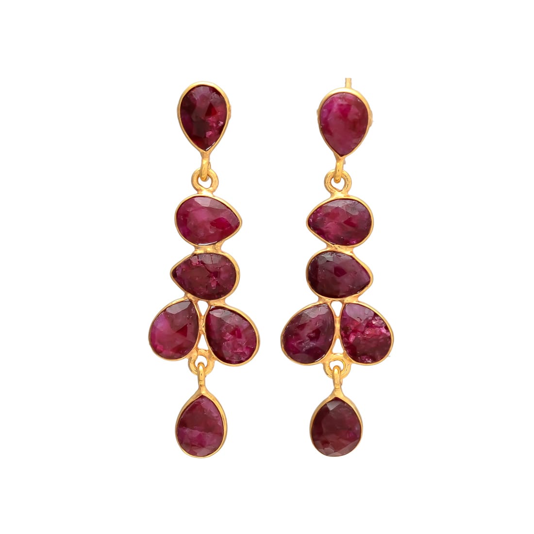 NARCISO, aretes con piedras, bañados en oro de 24k.