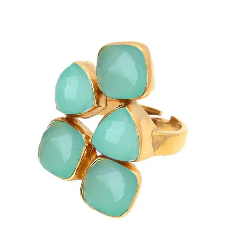 SHINE anillo con piedras y baño de oro de 24k