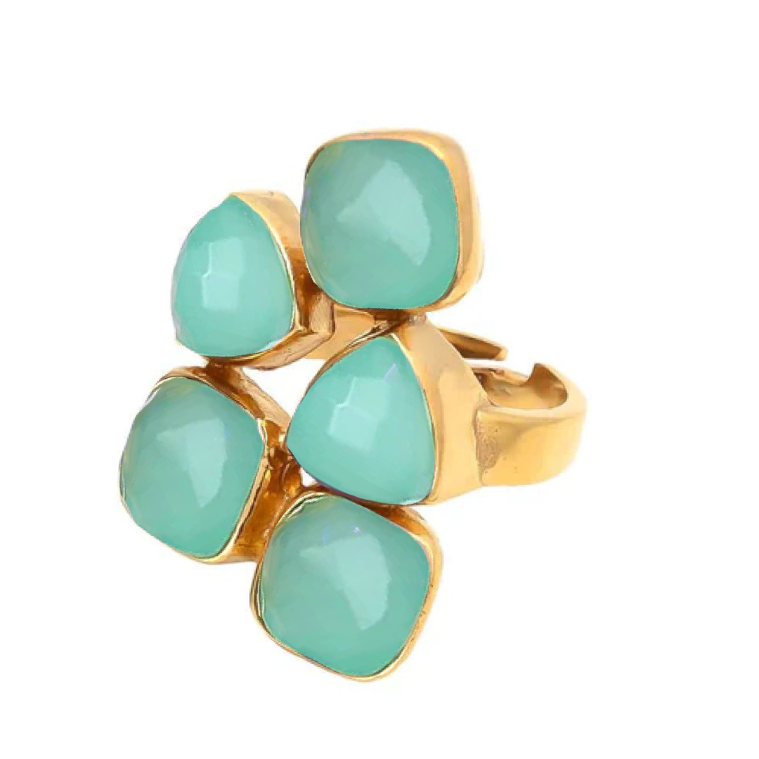 SHINE anillo con piedras y baño de oro de 24k