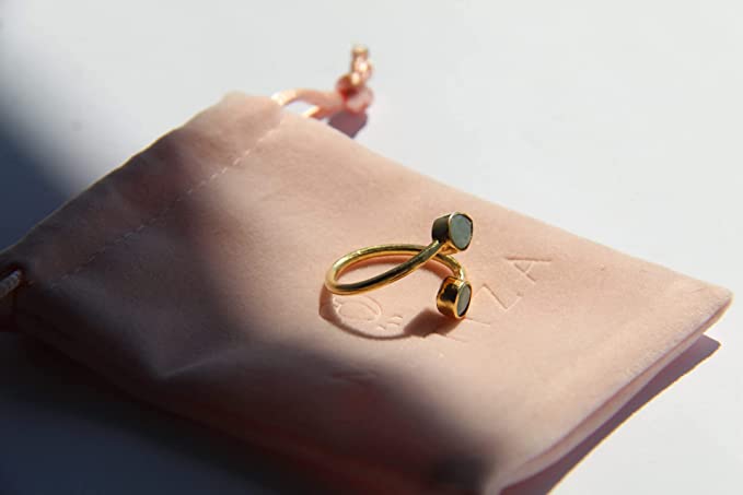 VIENA, ANILLO CON PIEDRAS NATURALES Y BAÑO DE ORO DE 14K