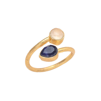 VIENA, ANILLO CON PIEDRAS NATURALES Y BAÑO DE ORO DE 14K