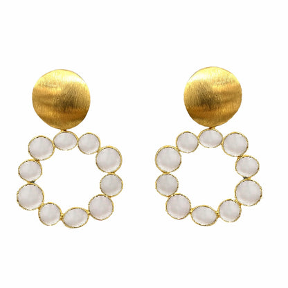 MARTINA, aretes desmontables con baño de oro y piedras naturales