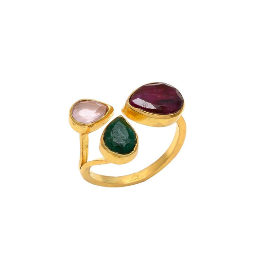 ANE, ANILLO CON 3 PIEDRAS NATURALES