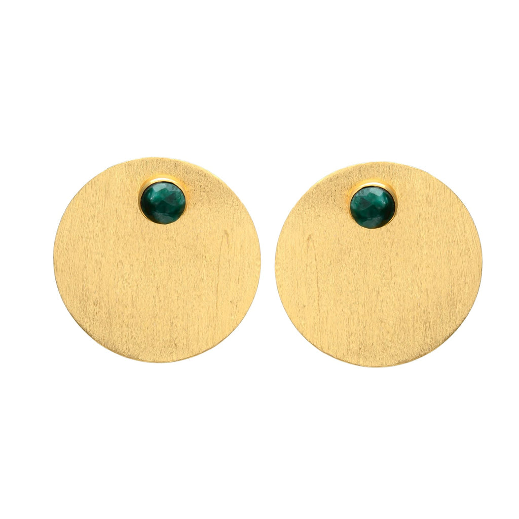 TATIANA, ARETES DESMONTABLES CON BAÑO DE ORO Y PIEDRAS NATURALES.