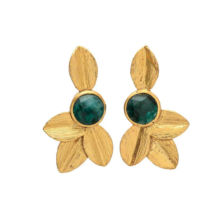 TOKIO, aretes con piedras y baño de oro de 24k